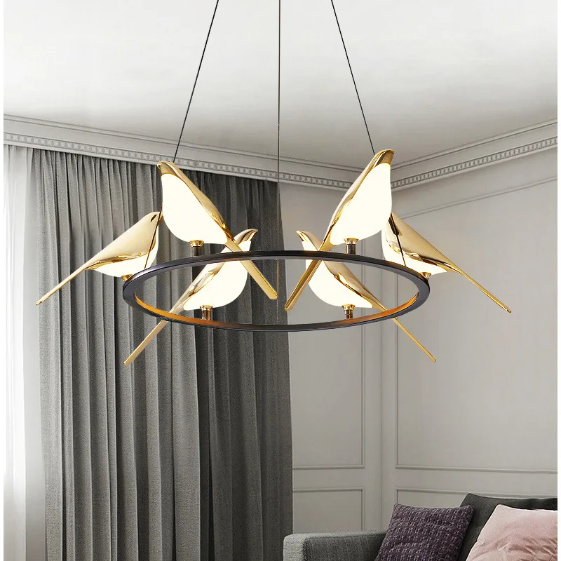Hot selling light luxury magpie bird design bedroom living room bedside chandelier LED pendant lamp