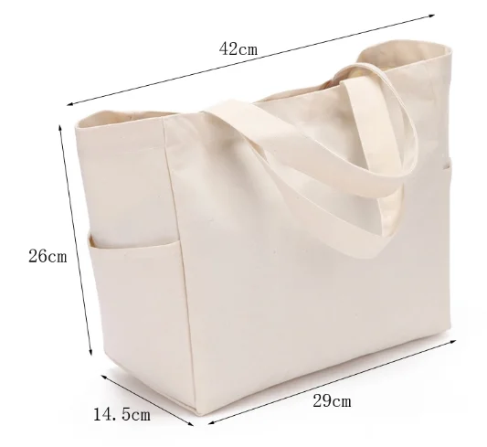 Экологически чистая Хлопковая Сумка-тоут с несколькими карманами, Холщовая Сумка с индивидуальным логотипом