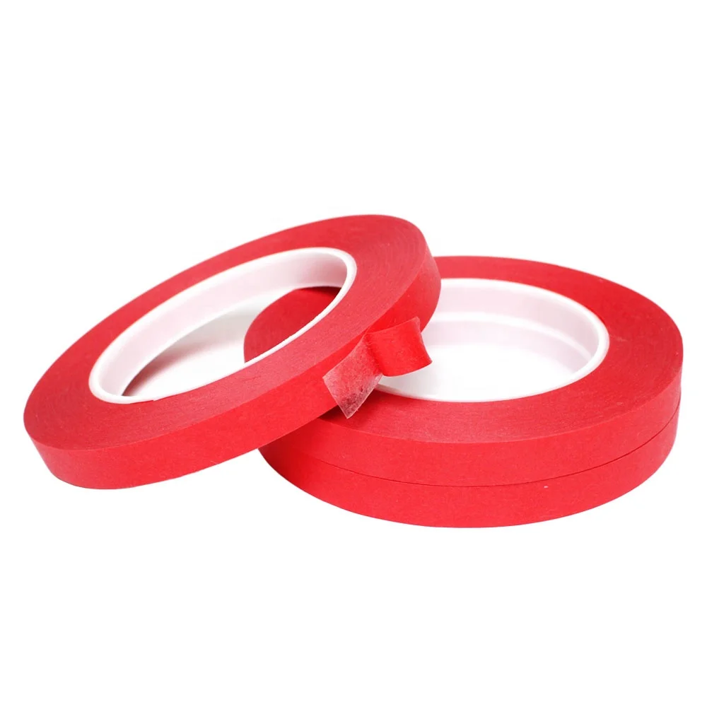 2- Recyclable High Temperature Resistant Spray Paint Masking Red Crepe Paper and PET Base With Silicone Glue Self Adhesive Tape