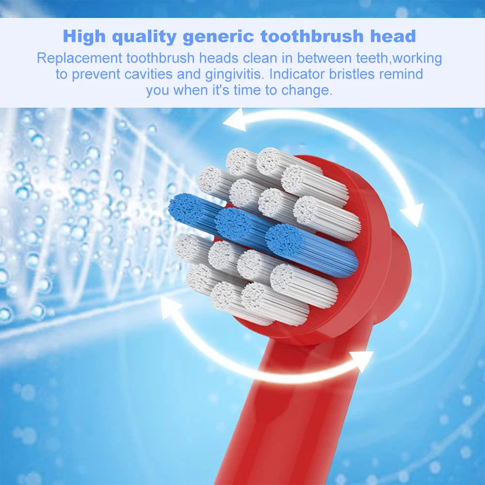 Soft Bristles Oral Compatible Replacement Kids Toothbrush Heads by Colourful Pack of 4 Brushes