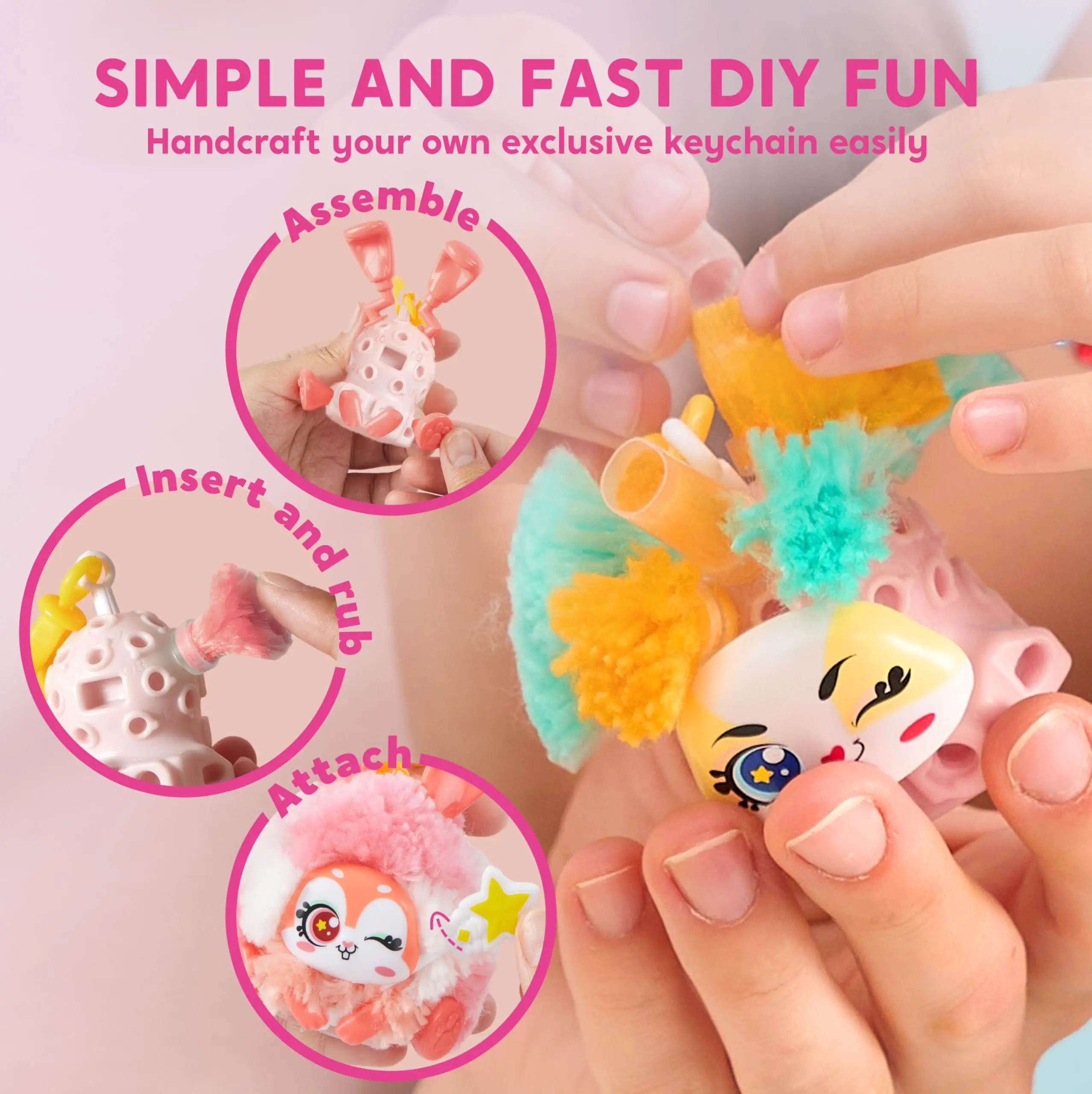DIY Plush Keychain Making Craft, DIY Arts & Craft Set  Create Your Own Stuffed Keychain for Boys and Girls