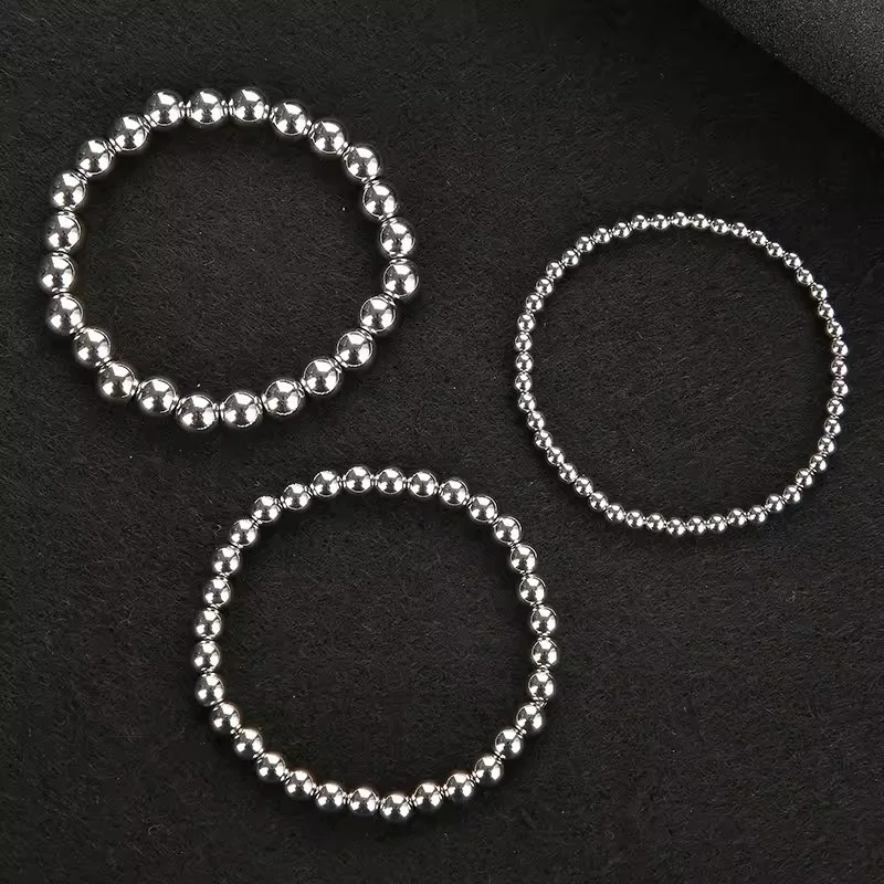 Haosen Hot Sale Unisex Stainless Steel Beads Bracelet PVD 18K Gold Plated Waterproof Classic Fashion Jewelry