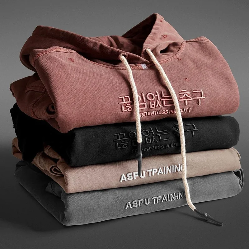 Heavyweight hoodie vintage sweatshirt for men korean style vintage hoodies unisex