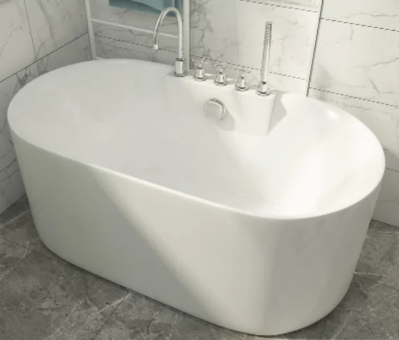 European Style Bathroom Modern Acrylic 1200mm Bathtub for Sale Elegant Curved Design Round Shape Floor Mounted Shower Tub