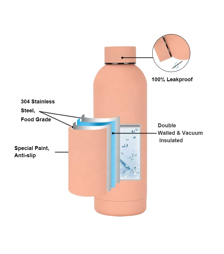 Eco-Friendly 350m Outdoor Insulated Stainless Steel Drink Water Bottle 500ml/750ml/1000ml Leak Proof Custom Logo Thermos Flask