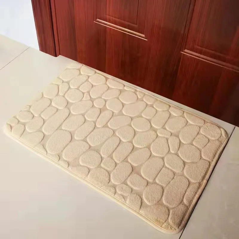 Cobblestone coral velvet doormat toilet absorbent foot mats home decoration  floor mat