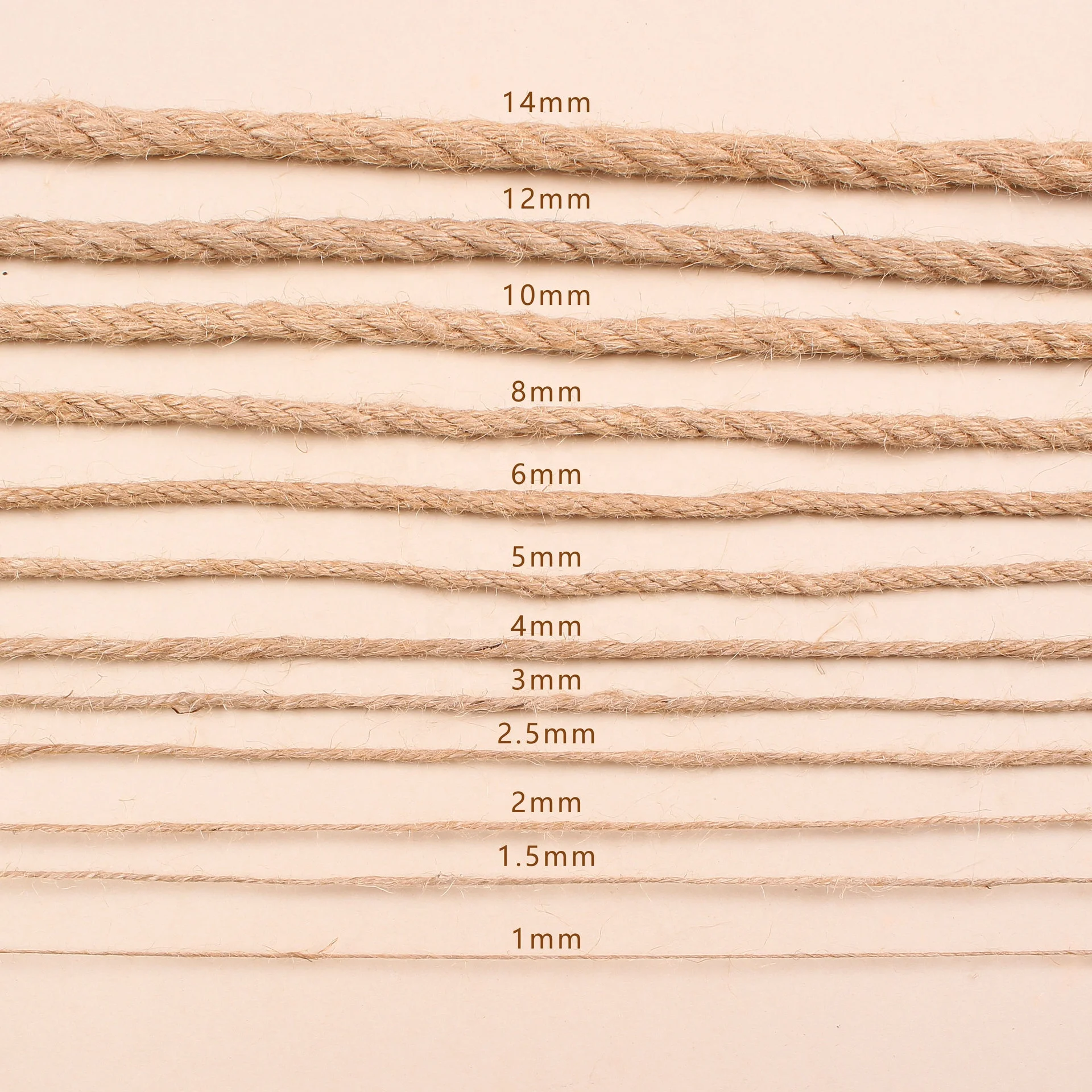 Factory Direct Thickness Natural Jute Rope Twisted Manila Rope Hemp Rope For Wedding Home Craft DIY Handmade Accessory Supplier