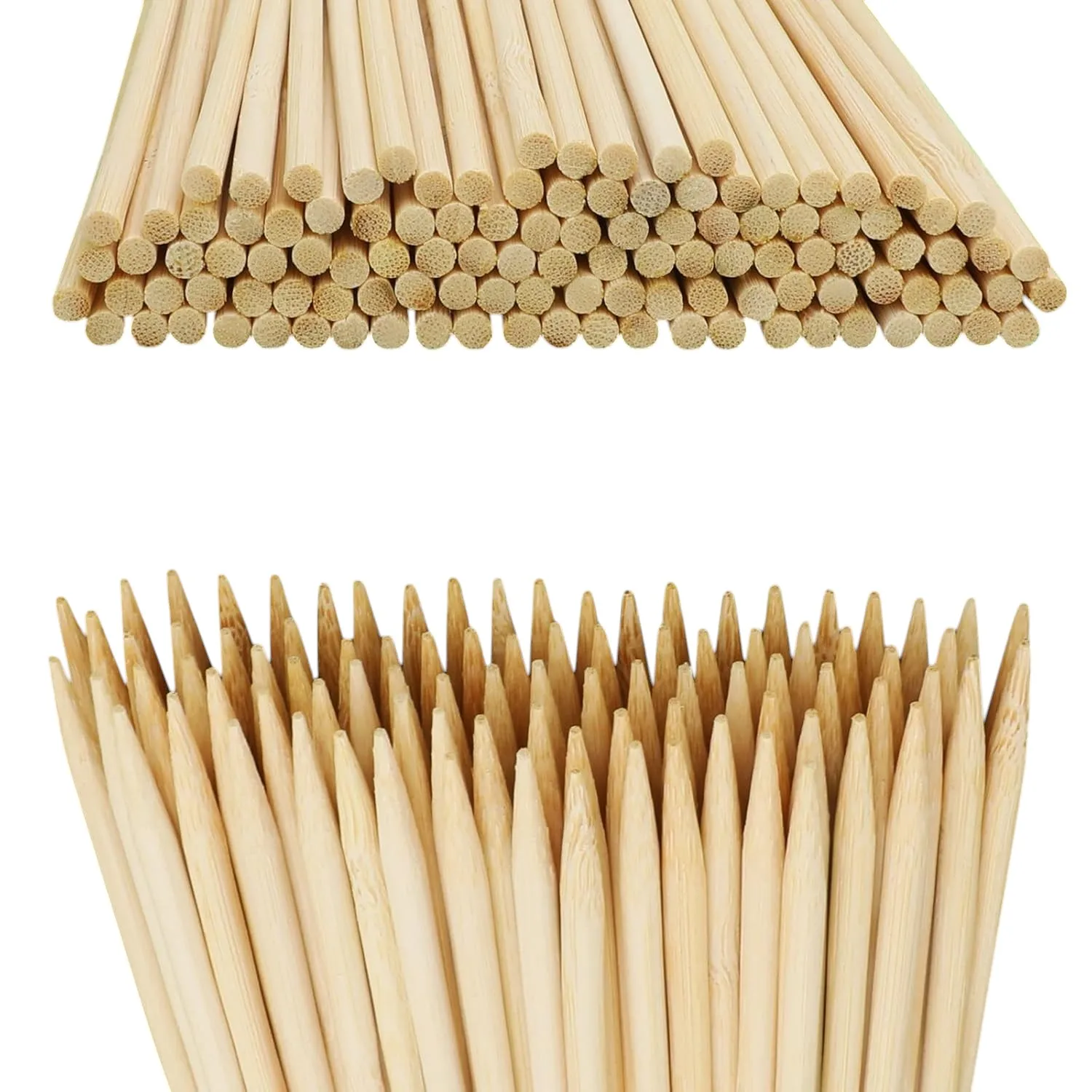 100PCS Pack Natural BBQ Bamboo Skewer Stick 12 Inches Disposable Round 4mm Diameter
