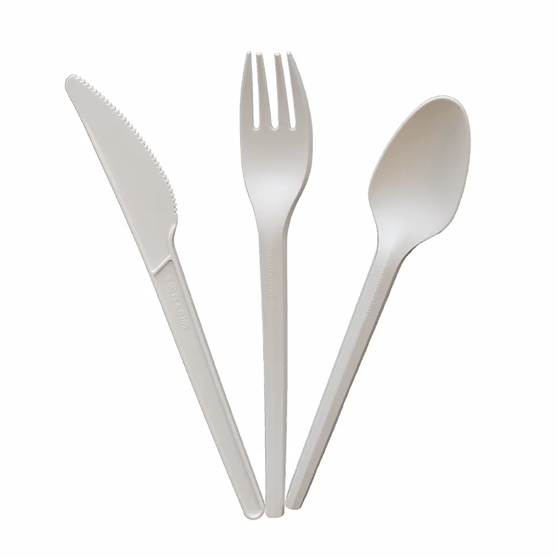 Corn starch Plant based Eco friendly 100% Biodegradable and Compostable plastic knife fork spoon cPLA cutlery