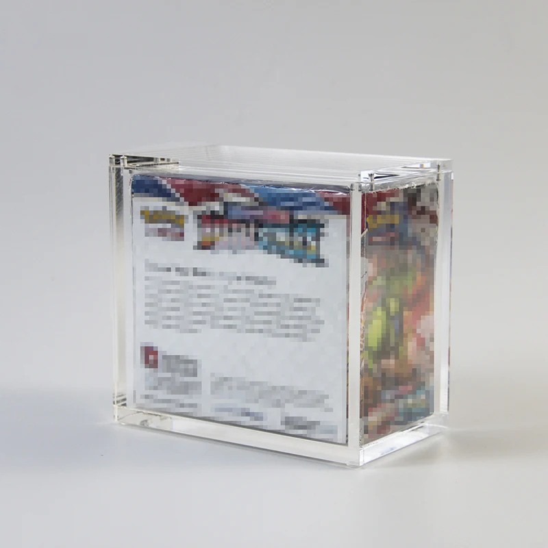 Wholesale acrylic pokemoned cards booster box display case with magnetic lid