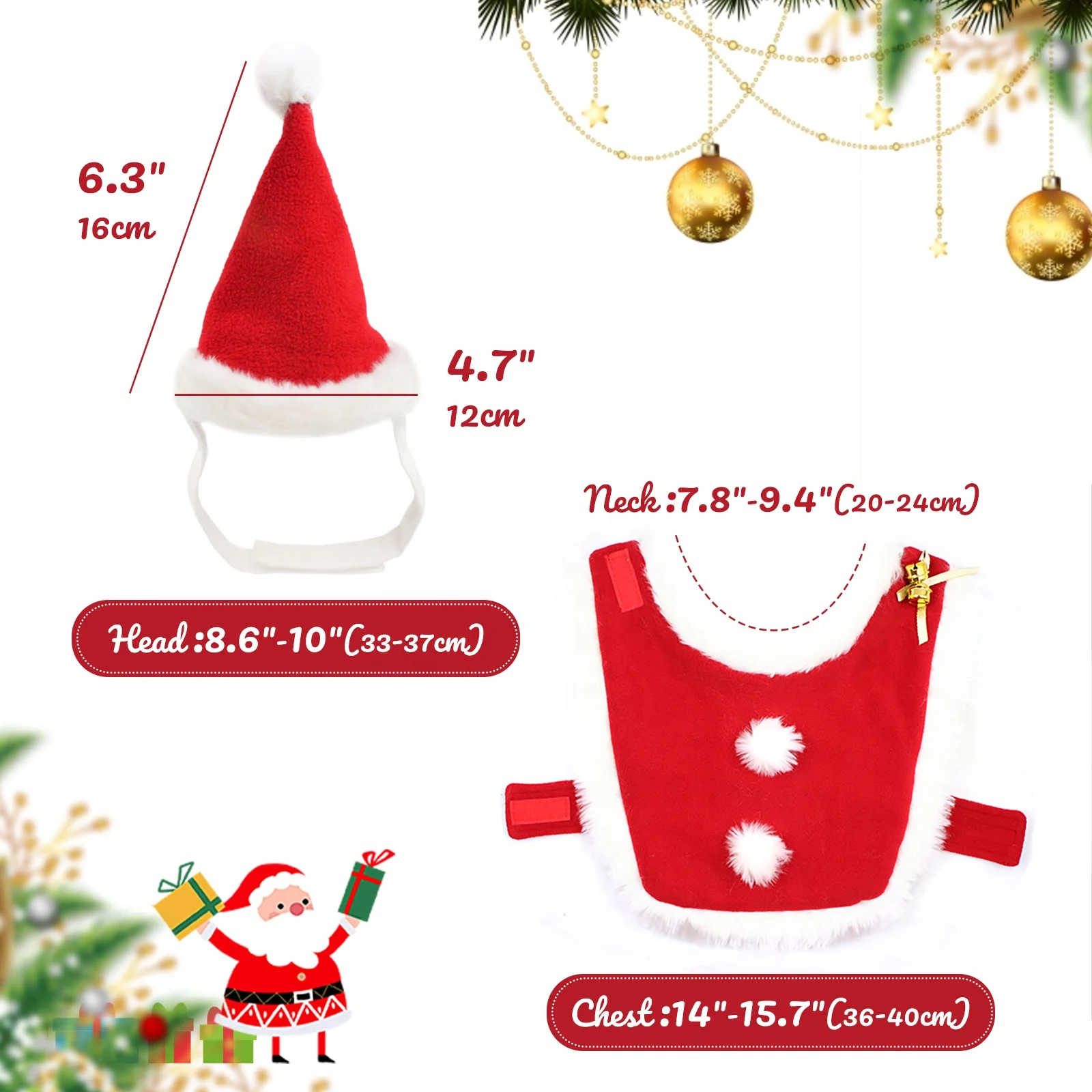 Christmas Pet Christmas Shawl Suit with Hat Dog Velvet Cloak Cat Festival Apparel Accessory Costume Pet Party Cosplay Clothes