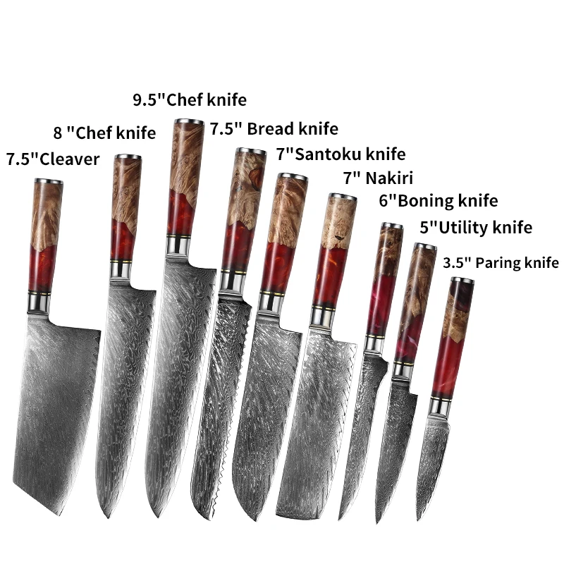 
Luxury Resin Handle Damascus Steel Kitchen Knives Japanese VG10 67 Layers chef knife kitchen knife set 