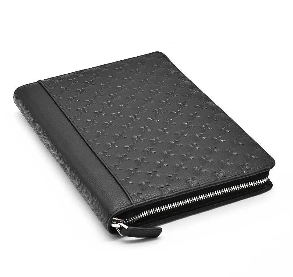 Handmade full logo embossed Leather Documents Organizer luxury file folder conference folder organizer for business