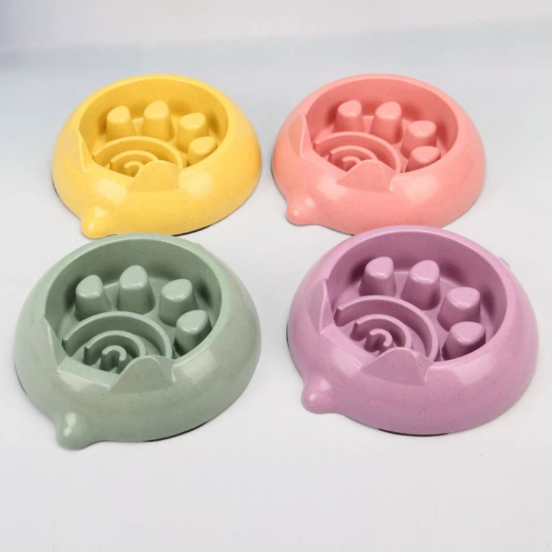 wholesale new design colorful plastic custom pet feeder bowl slow bamboo fiber pet dog feeding bowl