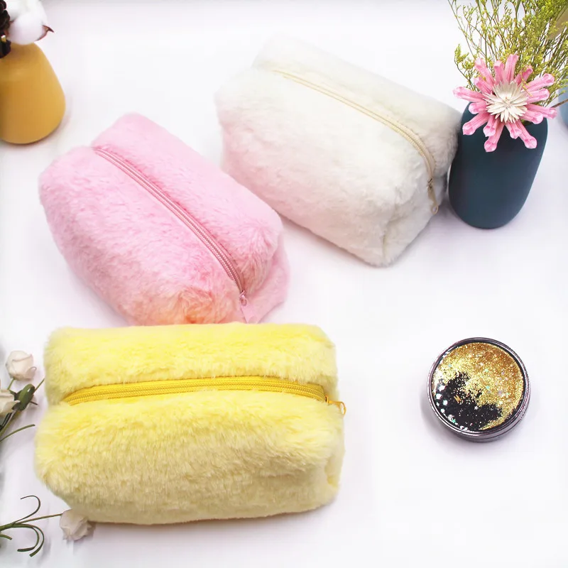 ISO BSCI wholesale novel design low price terry towel cosmetic bag terry towel fur cosmetic bag