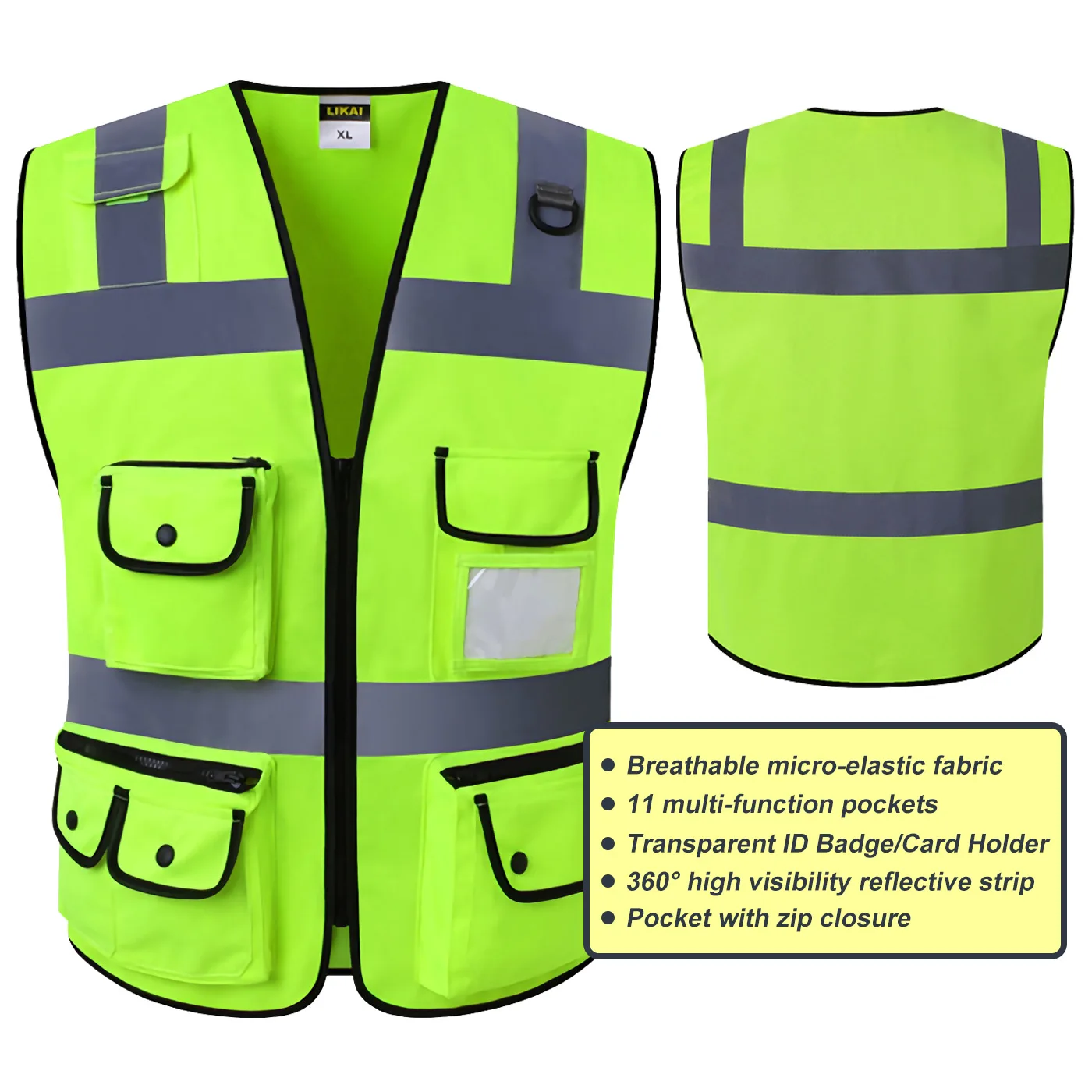 Larnmern Safety Vest Night Reflective Jacket Security Waistcoat Warp Safe Color Clothes Vest