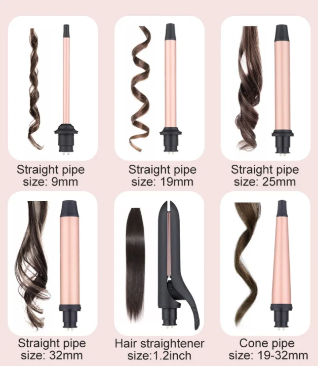 Новый ЖК 5 в 1 Набор для завивки волос с тремя трубками