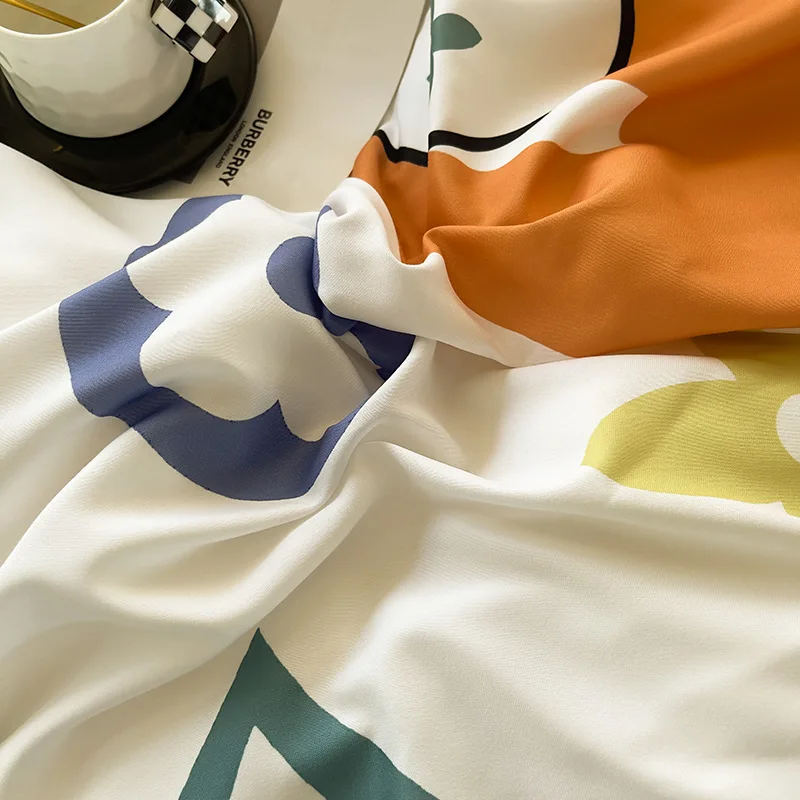 Brushed Cotton 4-In-1 Bedding Set Brown White King Size Duvet Cover Bed Sheet Bedding Set