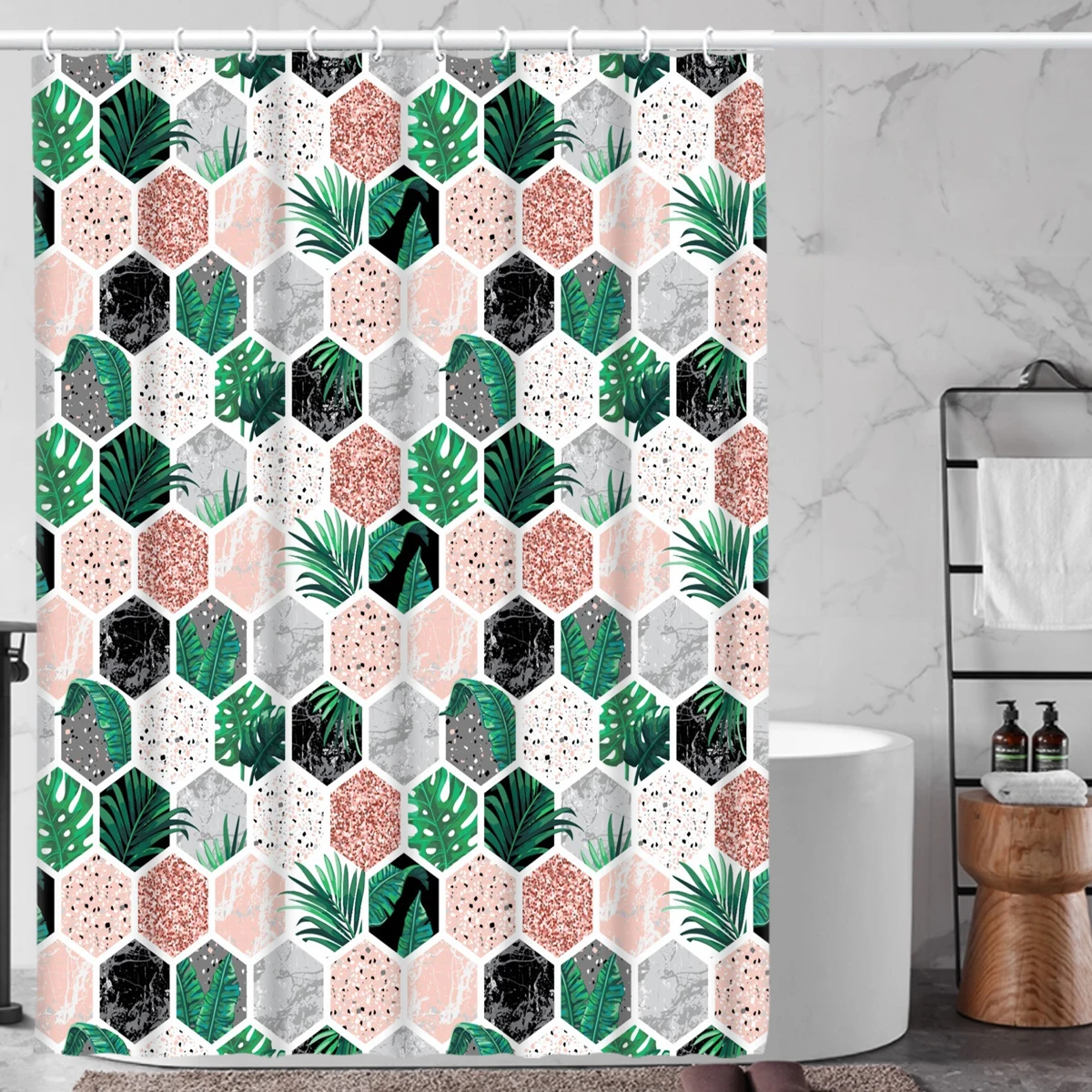 3D printed exquisite waterproof shower curtain  durable polyester printed bathroom curtain 180 * 180cm
