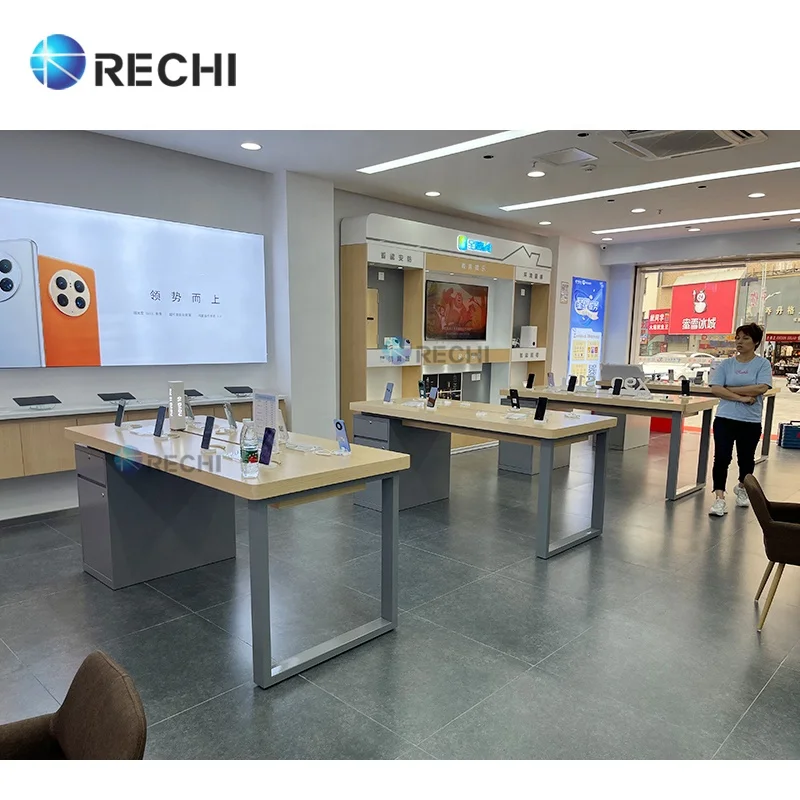 RECHI Mobile Phone Shop Counter Display Table Design To Display Mobile Phone Shop Decoration Cellphone Store Display Fixture