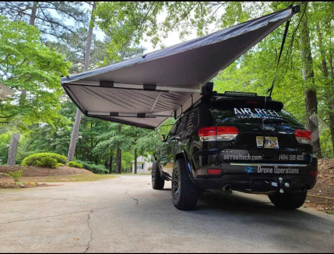 Outdoor Camping Vehicle Freestanding Awning 4x4 Car Roof Side Shelter Awning Free Standing 180 Degree Foxwing Awning