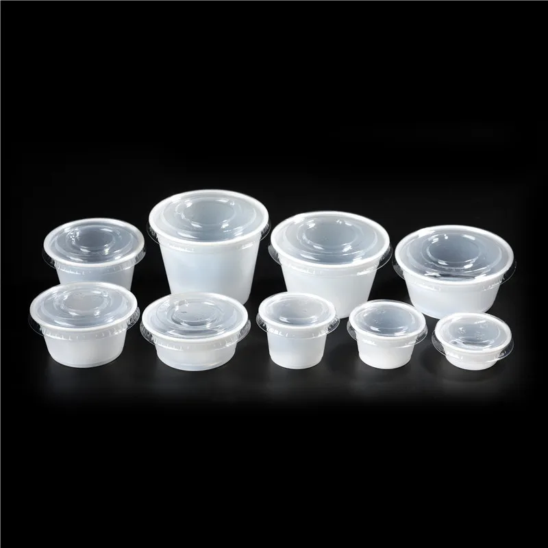 4 oz 120 ml food grade PS white translucent round disposable plastic sauce cup with lid