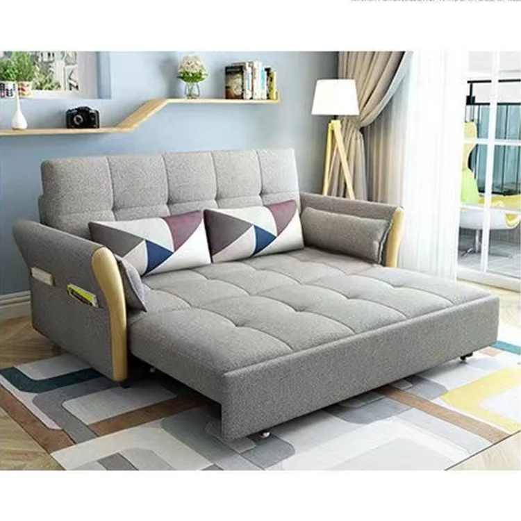 Modern functional fabric folding sleeping sleeper sofa bed wooden sofa cum bed wall bed living room sofas