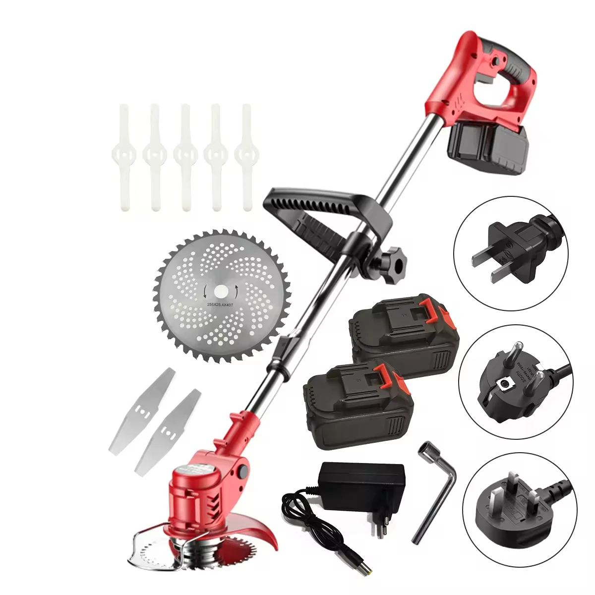 Battery operated weed wacker eater grass cutter cutting machine cordless electric lawn mower power string trimmer