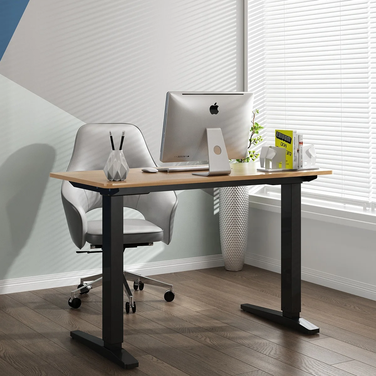 Customize Wooden Home Office Smart Motorized Sit Standing Electric Stand Height Adjustable Desk