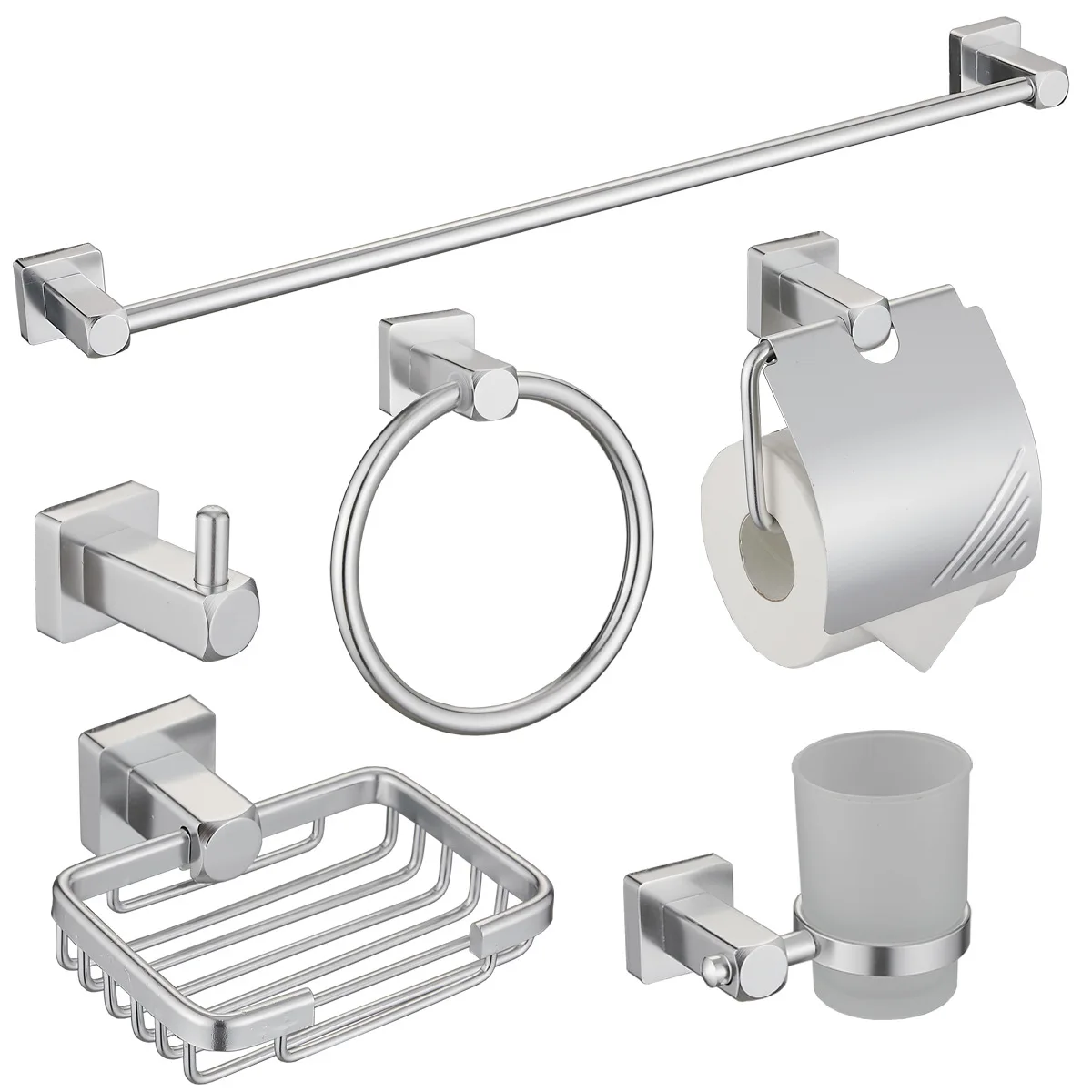 Polished solid aluminum bathroom hardware pendant set shower room wall mounted stainless steel bathroom hardware accessories set
