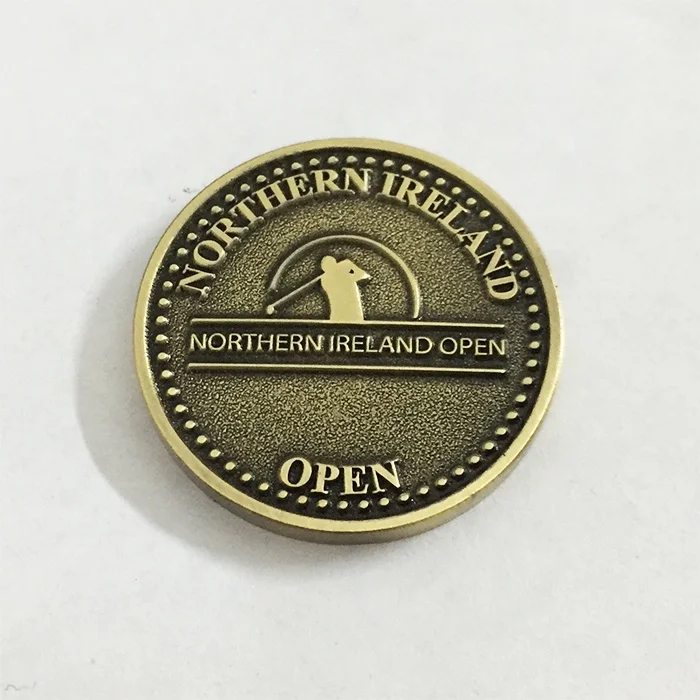 Metal embossed old aged coin with customized company logo