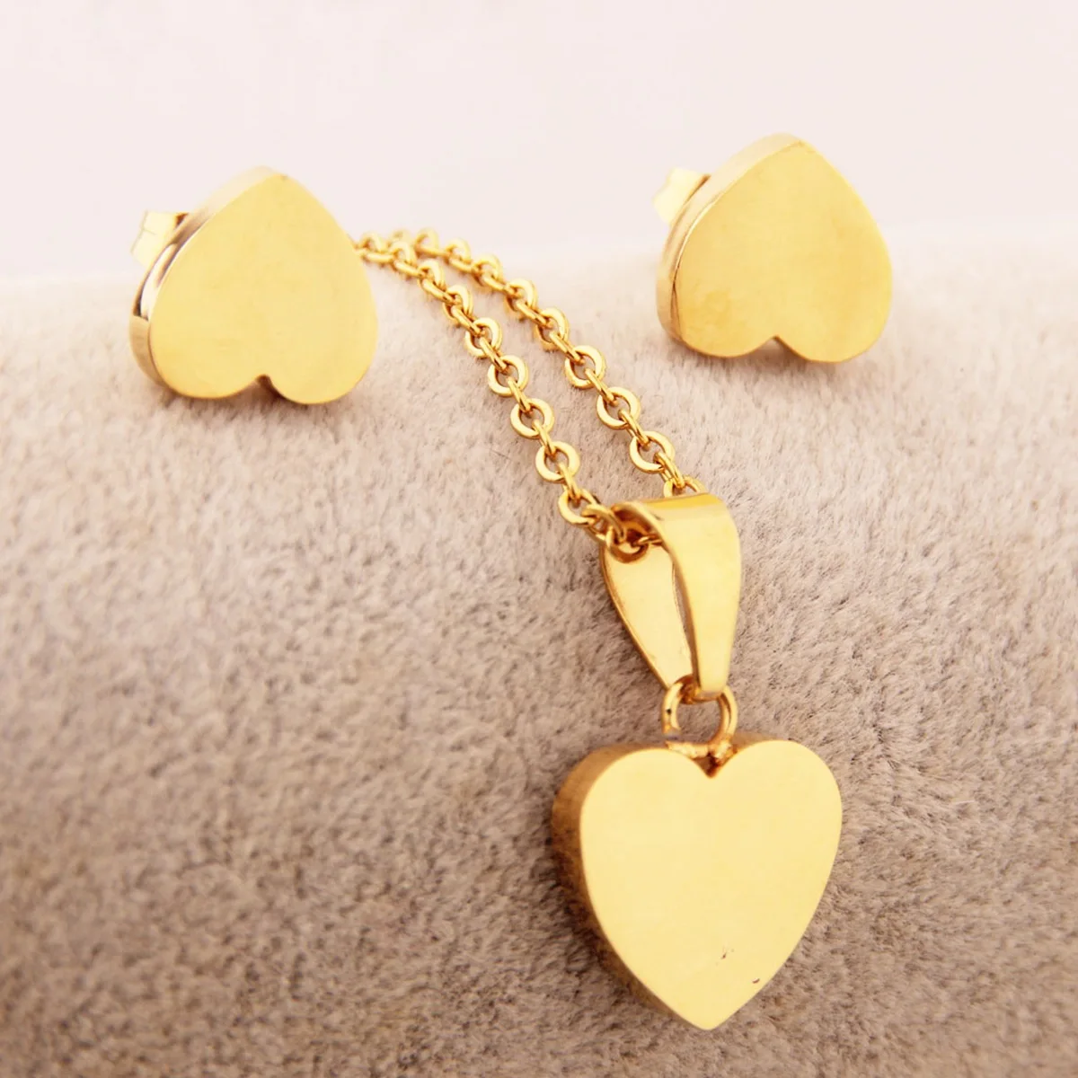  Love couple simple design fashionable hot sale stainless steel sets gold jewelry 18k