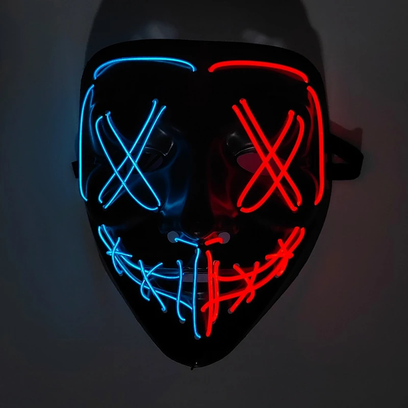 Wholesale Halloween Decoration Light Up DJ Party Neon Glowing EL Wire Rave LED Party Masquerade Mask
