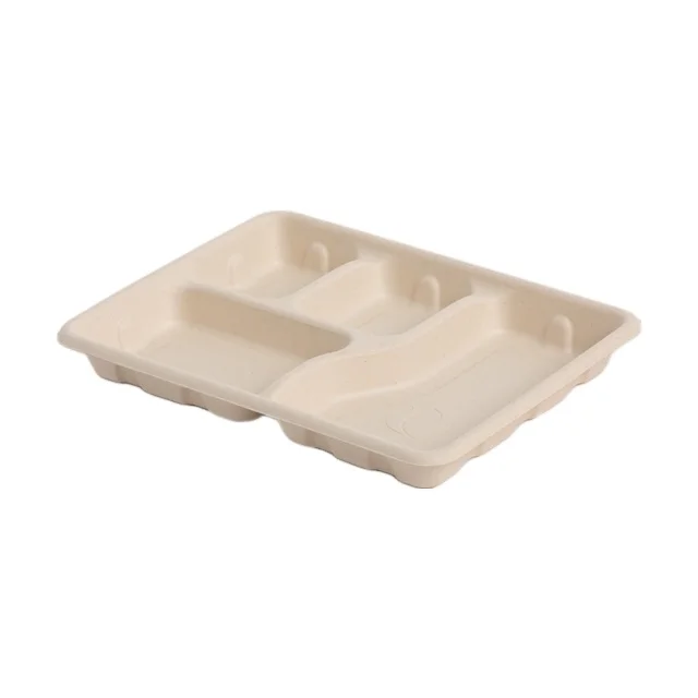 
LUZHOU Natural Sugarcane Bagasse Renewable Plant Fiber Tree Free 3-Compartment Clam Shell Container 