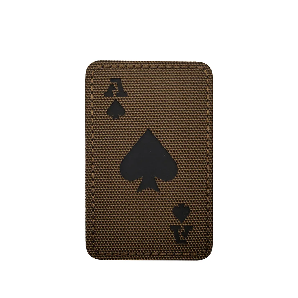 Luminous Playing Cards Spades Ace Tactical Morale Patch with Hook Loop Fastener on The Back
