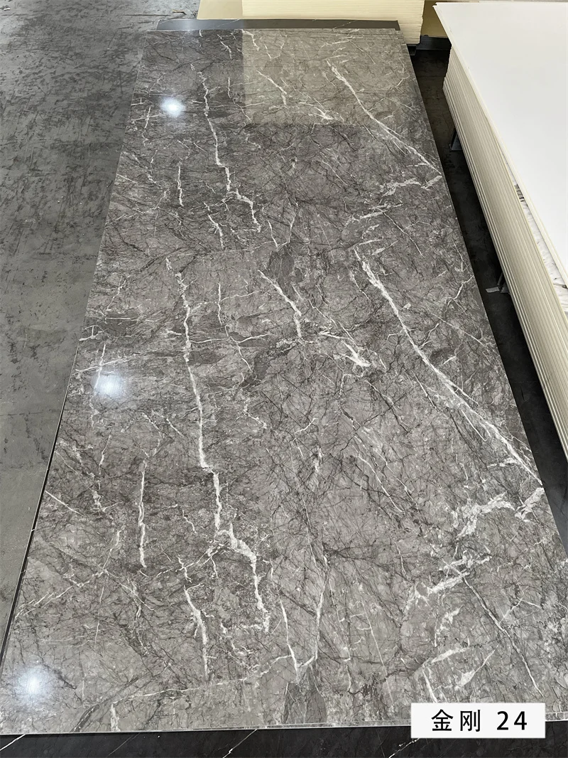 PET Marbled Bamboo charcoal fiber flat wall panel Wpc wood veneer wall panel PVC Foam Board