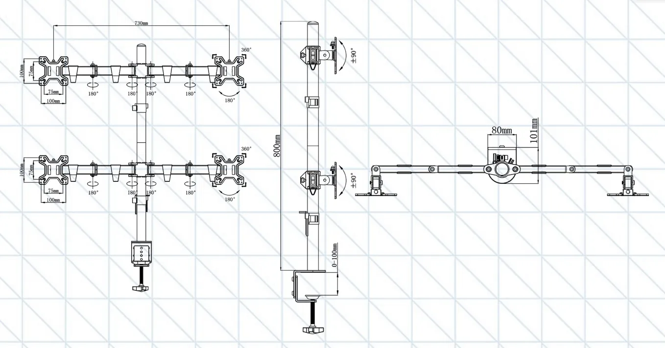 Double arms desk monitor mount desk top , 100x100 MM vesa lcd arm swivel OEM monitor mount