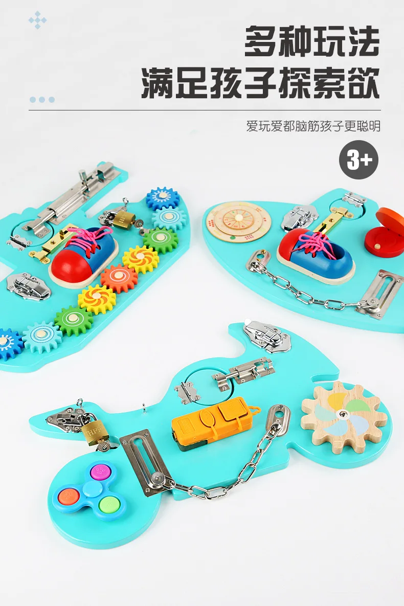 Kids Montessori Educational Toys Basic Skills Activity Toys Board Early Learning Busy board Sensory Toy For Toddler