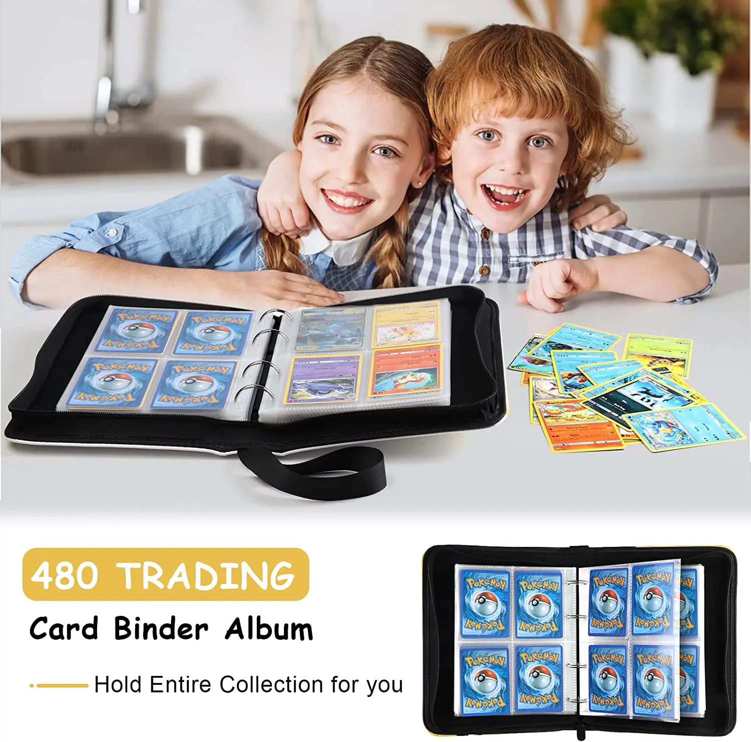 Custom Selectable Print Game Trading Card Binder 4 Pocket Card Sleeves Pu Leather Card Folder For Pokemon