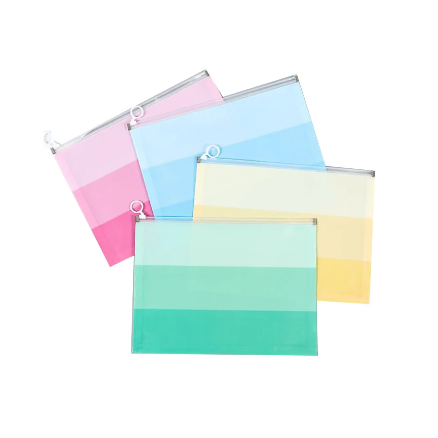PVC Zipper Clear folder Snaps Buttons Plastic PP Custom  logo File Envelope waterproof document bag