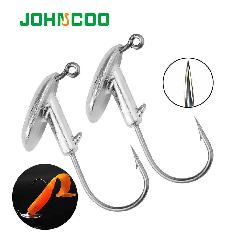 JOHNCOO 3g 4.5g 6g 9g Carbon Steel Tumbler Lead Jig Heads Round jigs Lead Baits De Pesca Fishing Hook