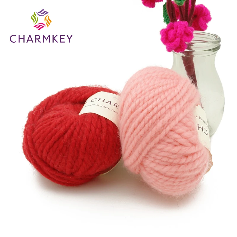 Charmkey Лучшая цена оптовая продажа разноцветная 100 Модная Мягкая шерстяная пряжа для ручного вязания и изготовления перчаток головных уборов свитеров