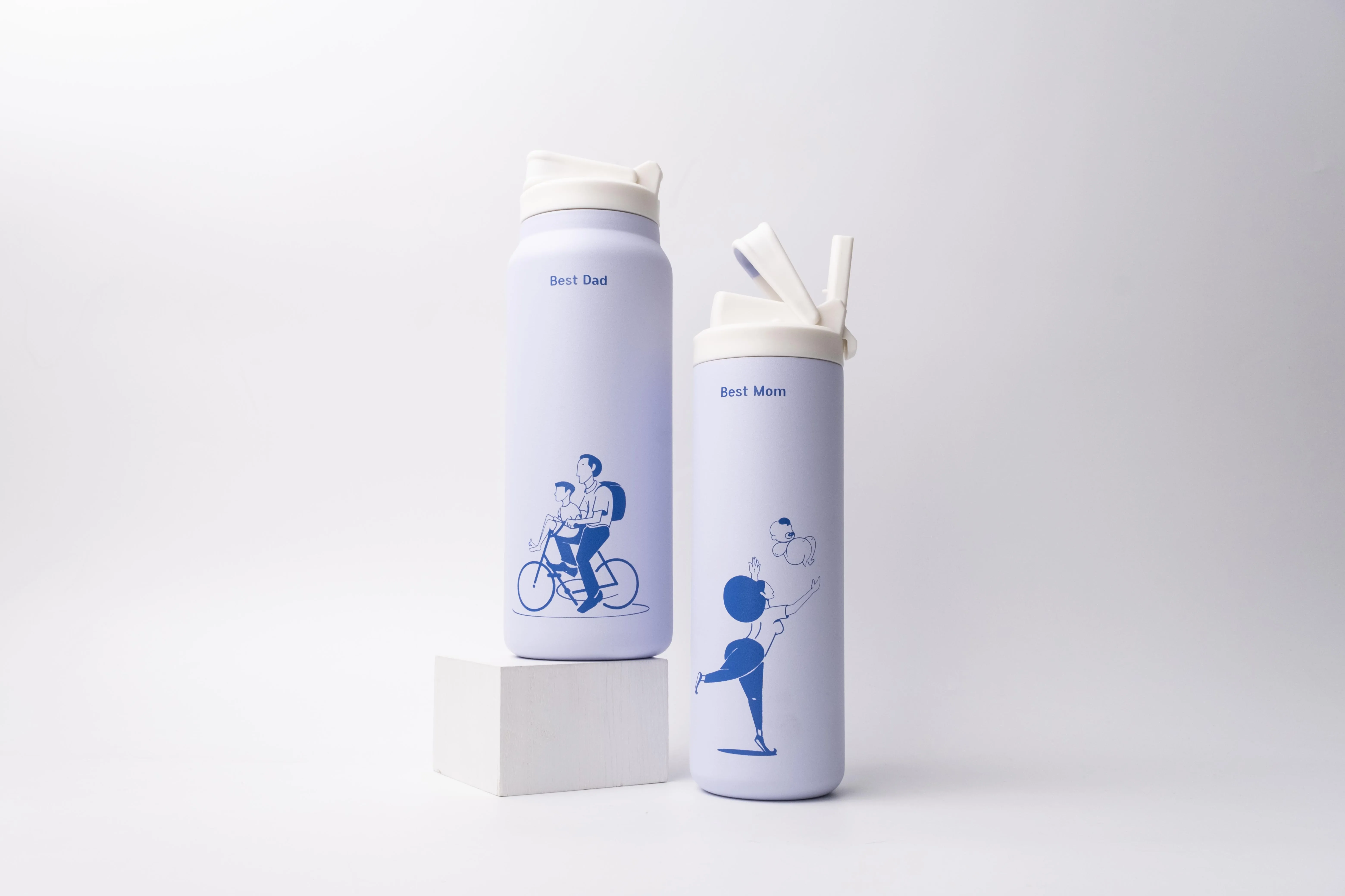 Luxury Family Parent Offspring Gift Set Stainless Steel Vacuum Flask Thermos With Straw Lid Applicable To Dishwashers