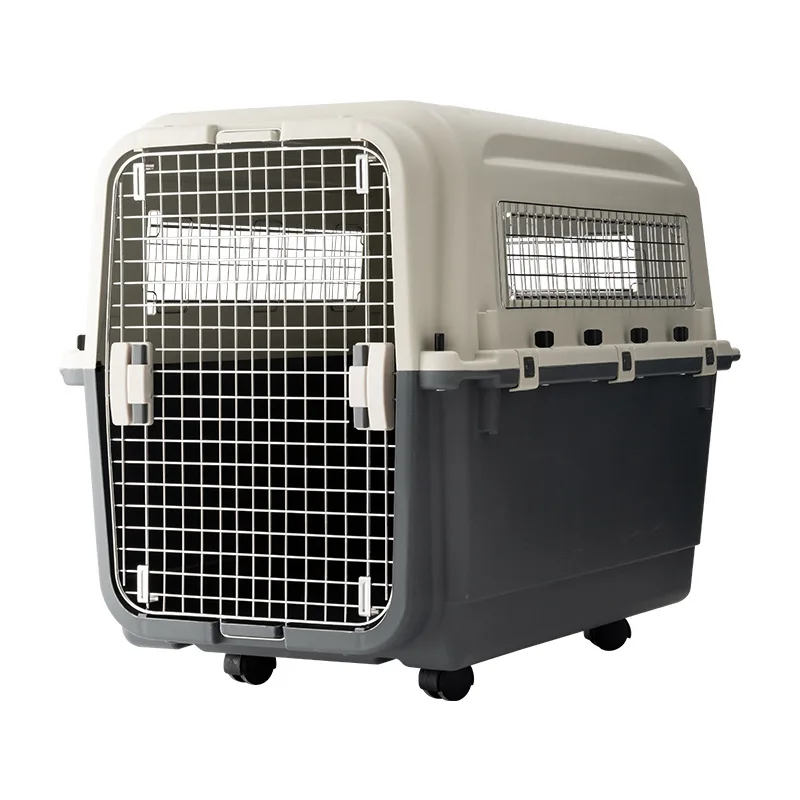 Amazon top seller wholesale pet flight cage pet carrier airline approved transport carrier with wheel handle pet dog cage
