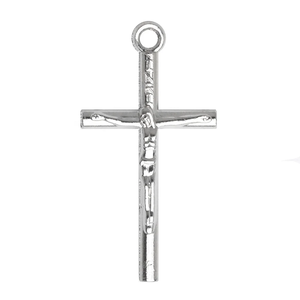 Catholic Silver Crucifix 38*20mm Cross Rosary Accessories