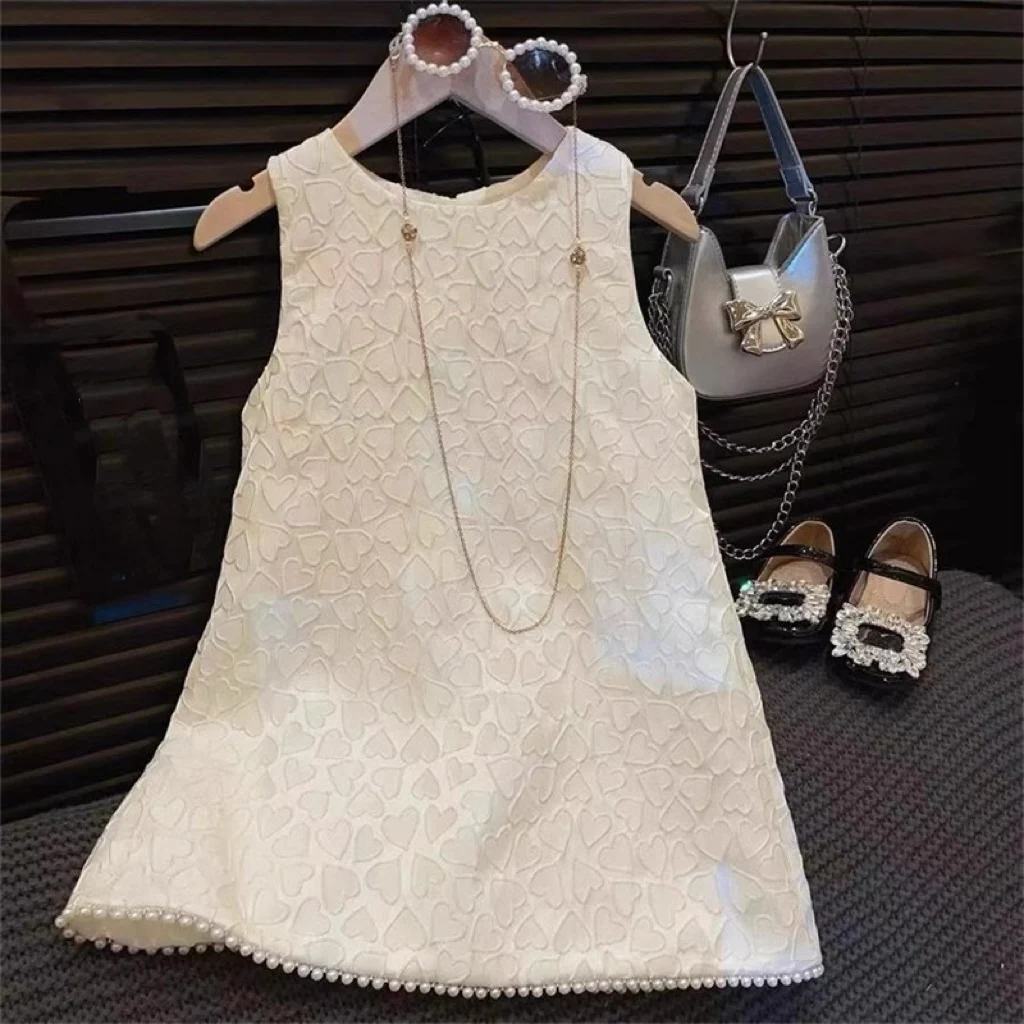 Online Shop China Summer Kids Clothes Love Relief Elegant Daily Dresses For Girls