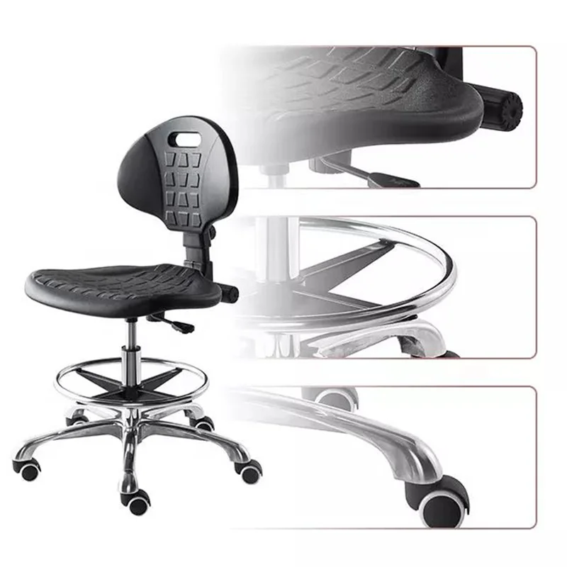 Adjustable PU Swivel Anti-Static Lab Stool Cleanroom Conductive Leather for Clinic Dental Hospital Laboratory Furniture