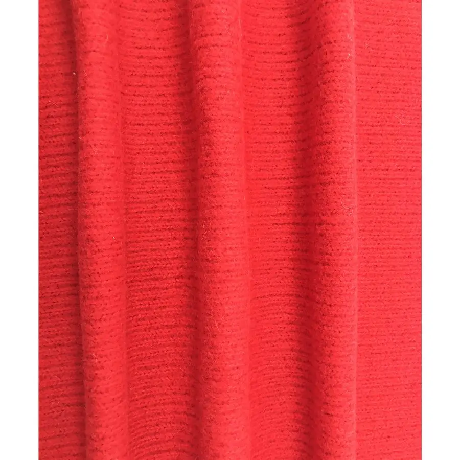 High quality wool polyester blend rib loose weave knitted wool fabric