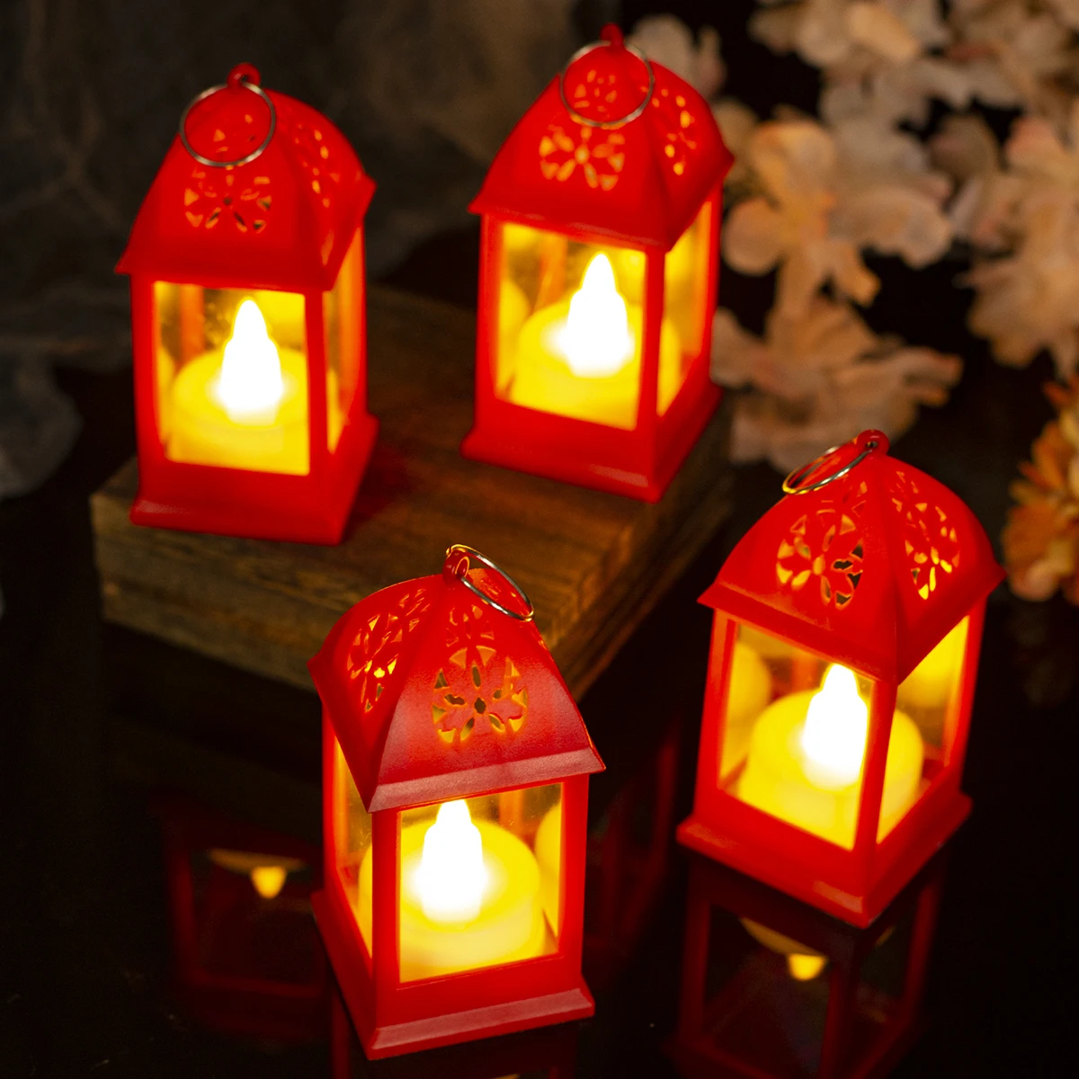 Plastic Mini Hollow Top Wind Light LED Warm Optoelectronic Candle Wind Light Festival Decoration Home Party Atmosphere Ornament