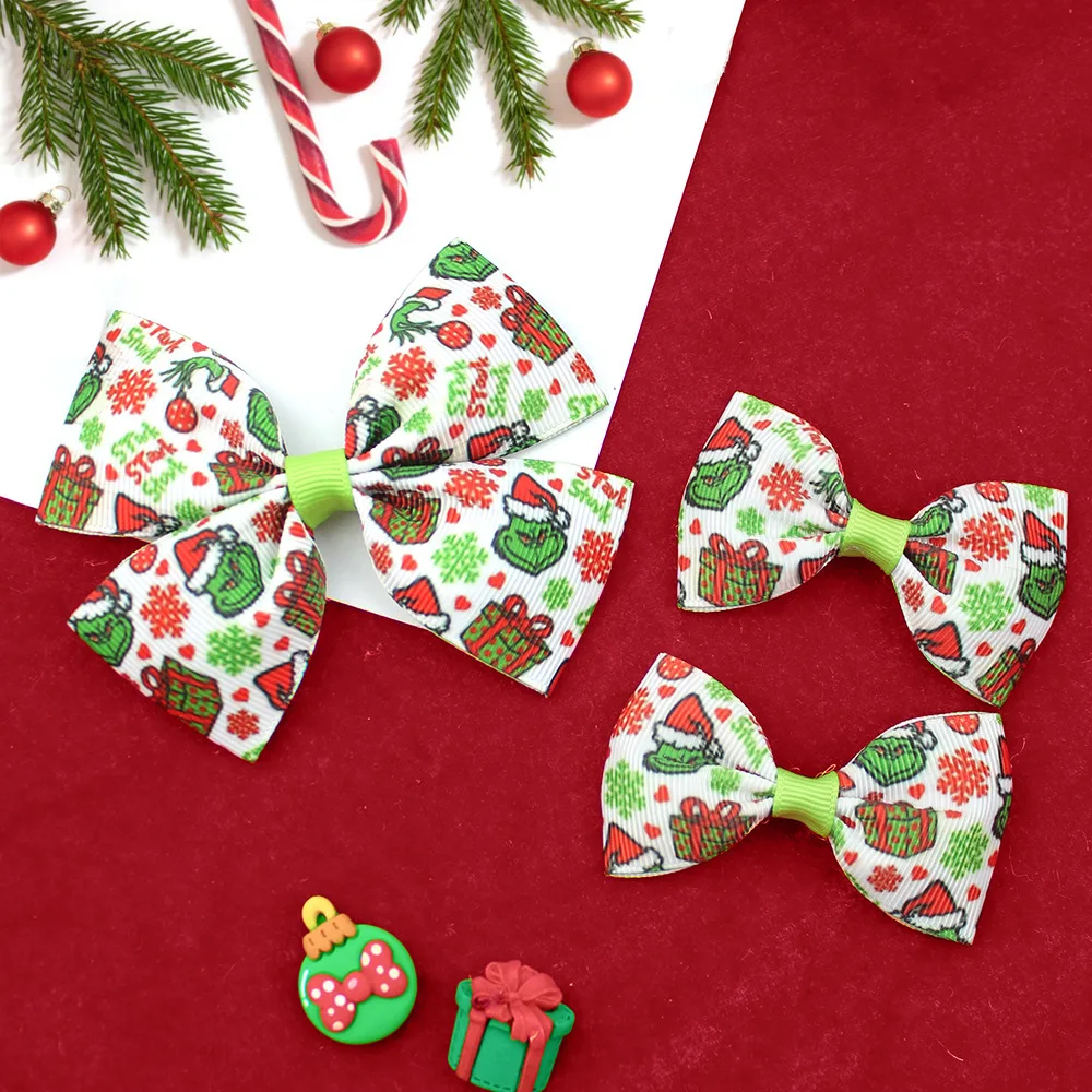 New 3-Piece Set Christmas Holiday Bow Hair Clip Christmas Hot Hair Accessories For Children And Girls
